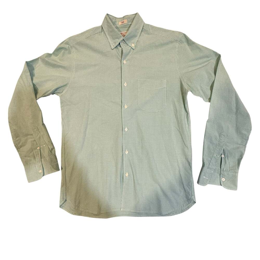 J.Crew Slim Fit Button Down Shirt Green Gingham Size M